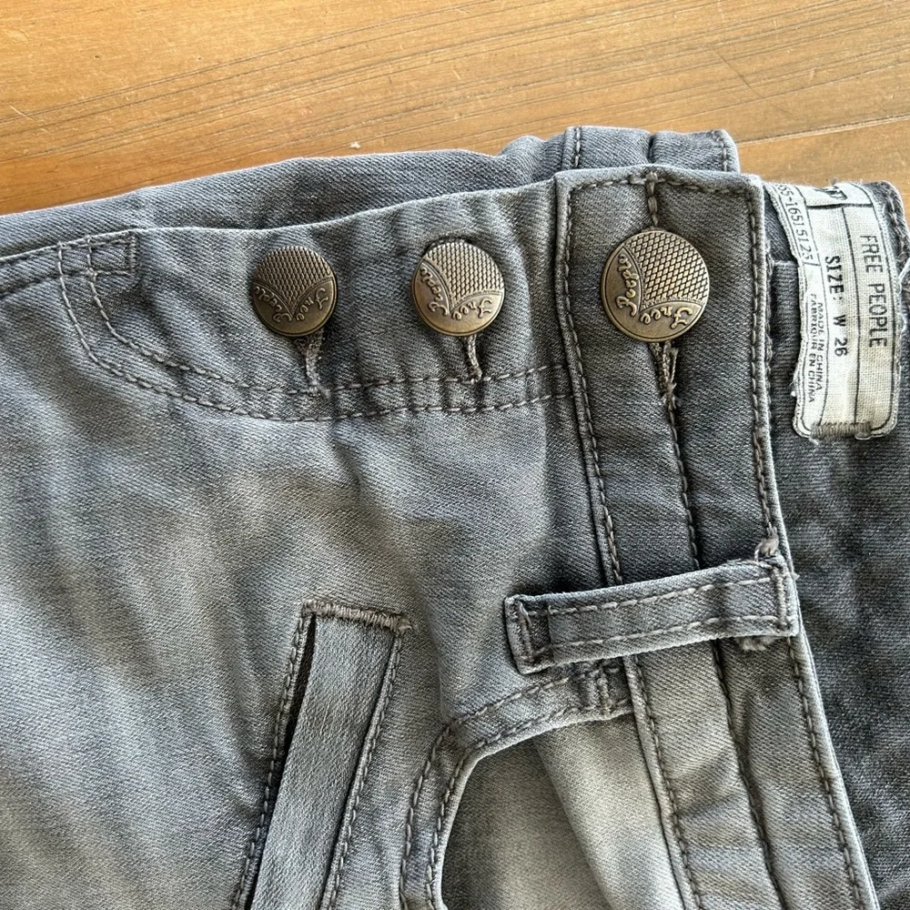 Free People Grey Moto Skinny Jeans 26 - Picture 7 of 10
